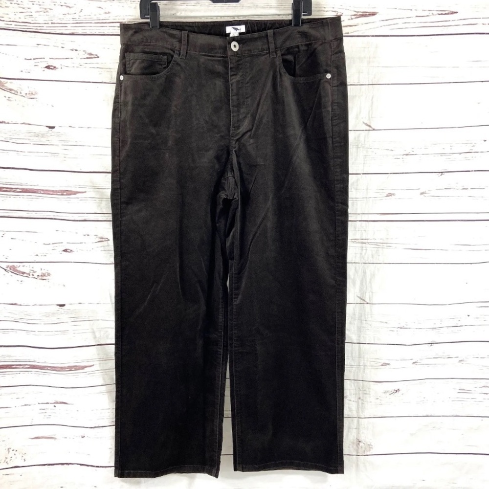 J. Jill Pants Women’s Petite 18P Brown Velvet Wide Leg Mid Rise Burnt Amber